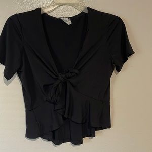 Black front tie shirt